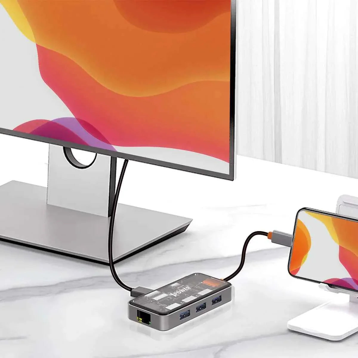 XPower HU62 6 In 1 100W PD Type-C Hub - Grey XPower HU62 6 In 1 100W PD Type-C Hub - Grey